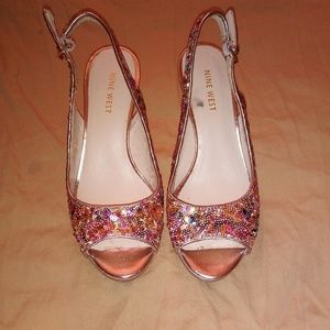 Nine West sequin heels sz 5